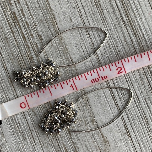 Sterling Silver Pyrite Cluster Dangle Earrings NEW - Picture 5 of 8